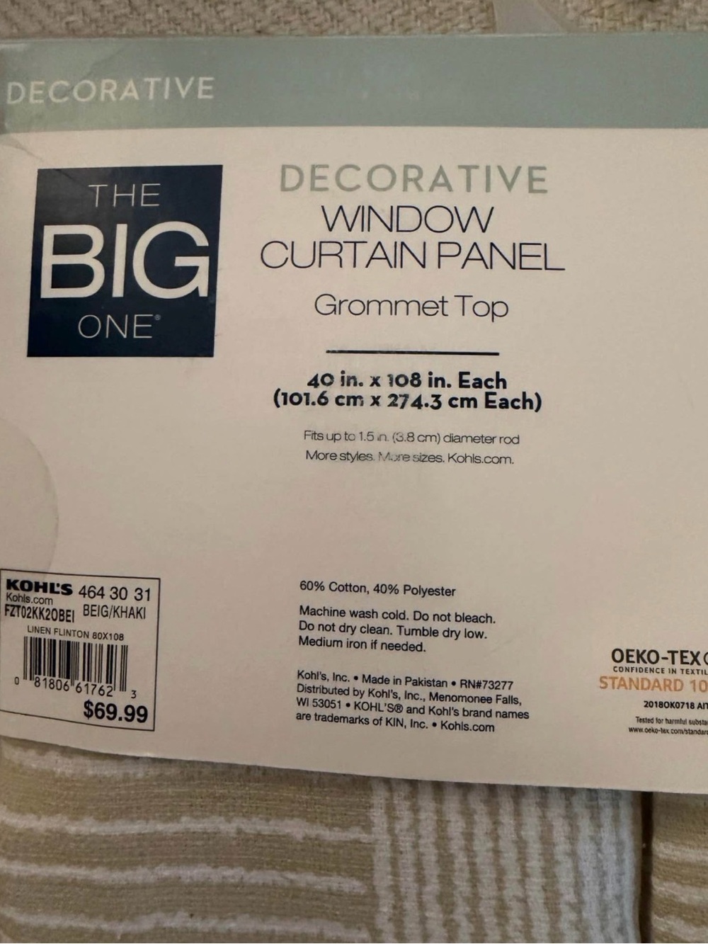 The Big One Beige and Cream Striped Grommet Curtain Panels - 2 Pack - Picture 4 of 5